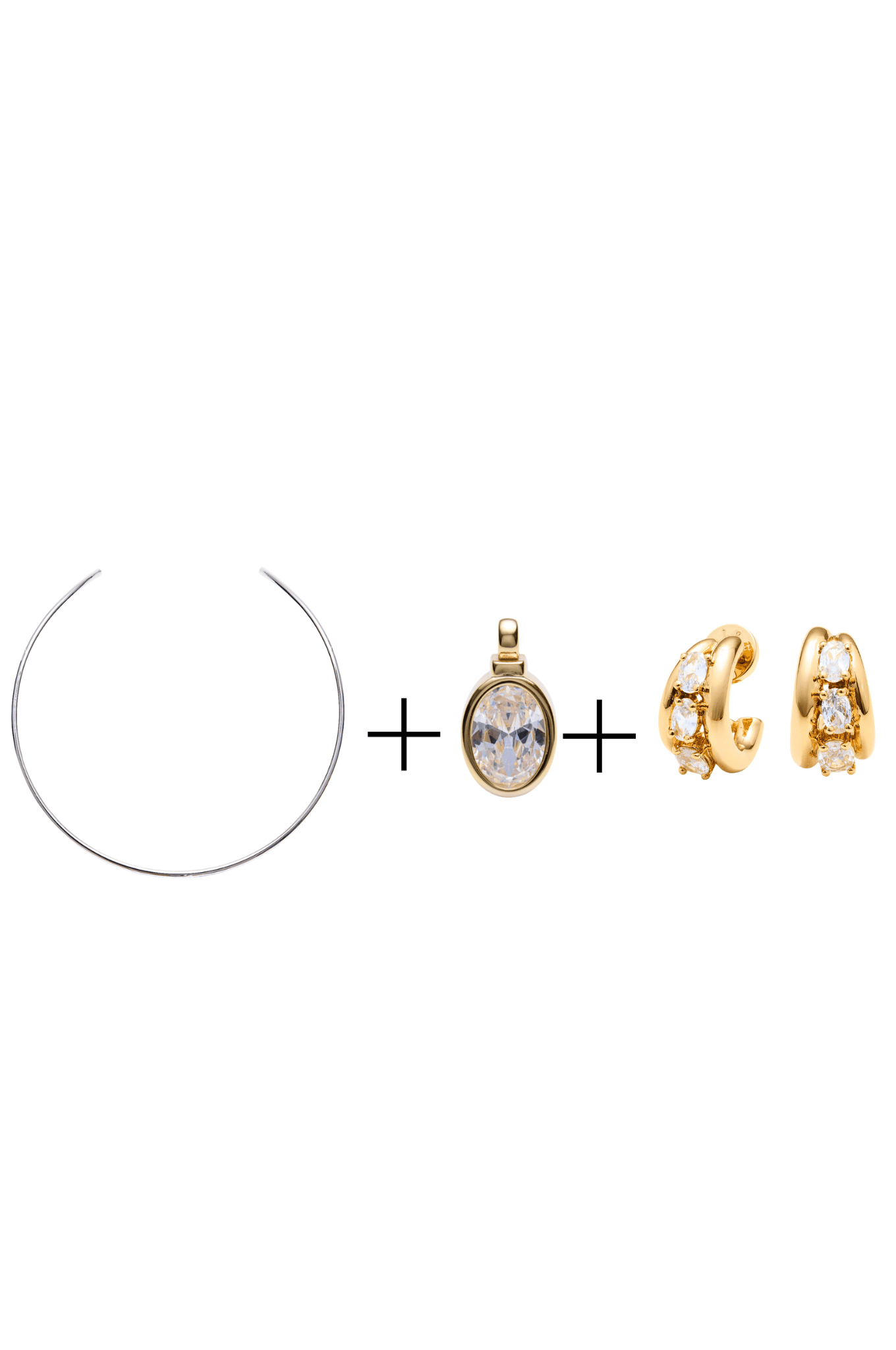 Lara & Ela | Goddess Choker | Oval Bezel Pendant | Last Night Abroad Earrings - Lara & Ela