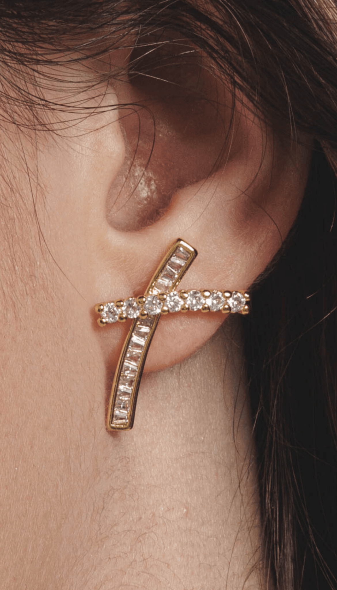 Lara & Ela I Cross My Heart Gold Earrings - Lara & Ela