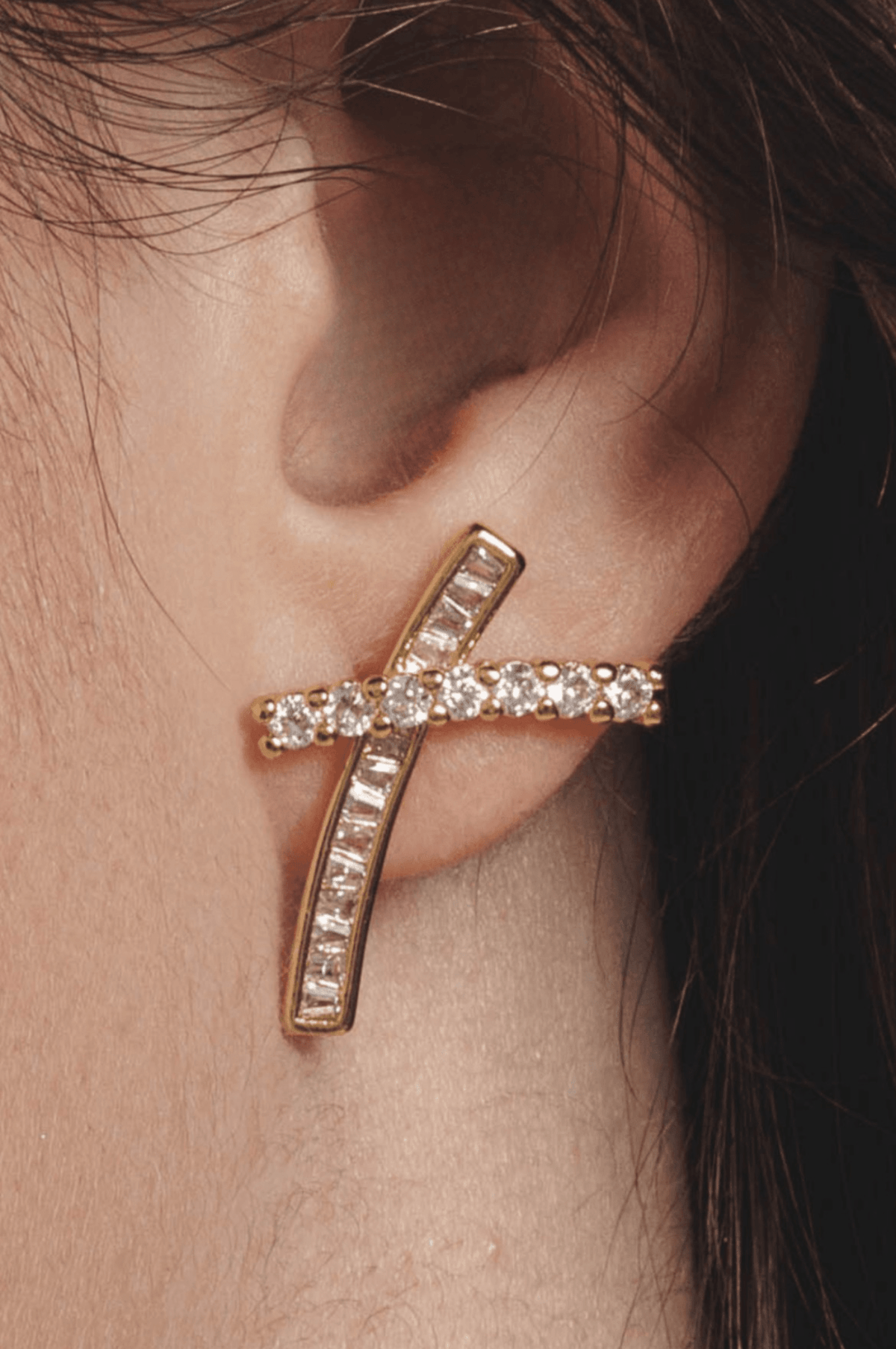 Lara & Ela I Cross My Heart Gold Earrings - Lara & Ela