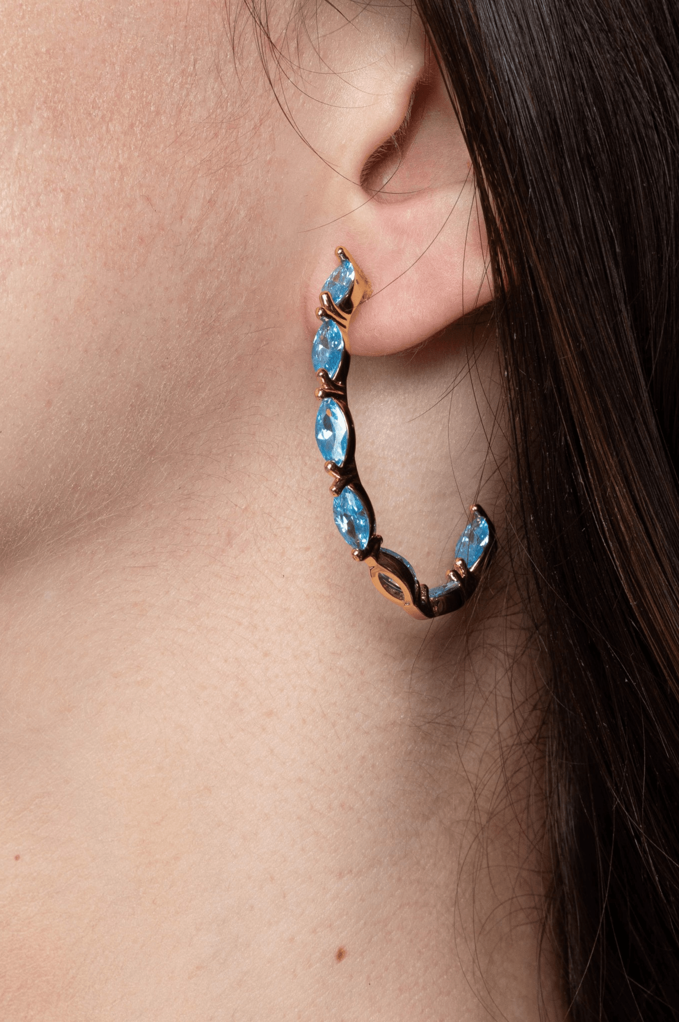 Lara & Ela | Mia Sky Blue Gold Earrings - Lara & Ela