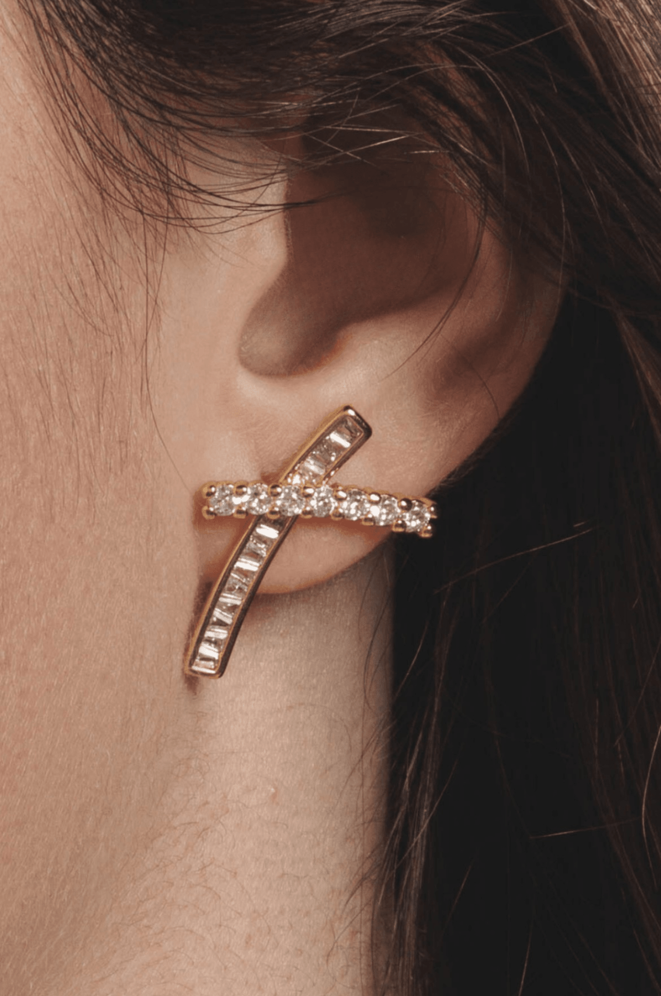 Lara & Ela I Cross My Heart Gold Earrings - Lara & Ela