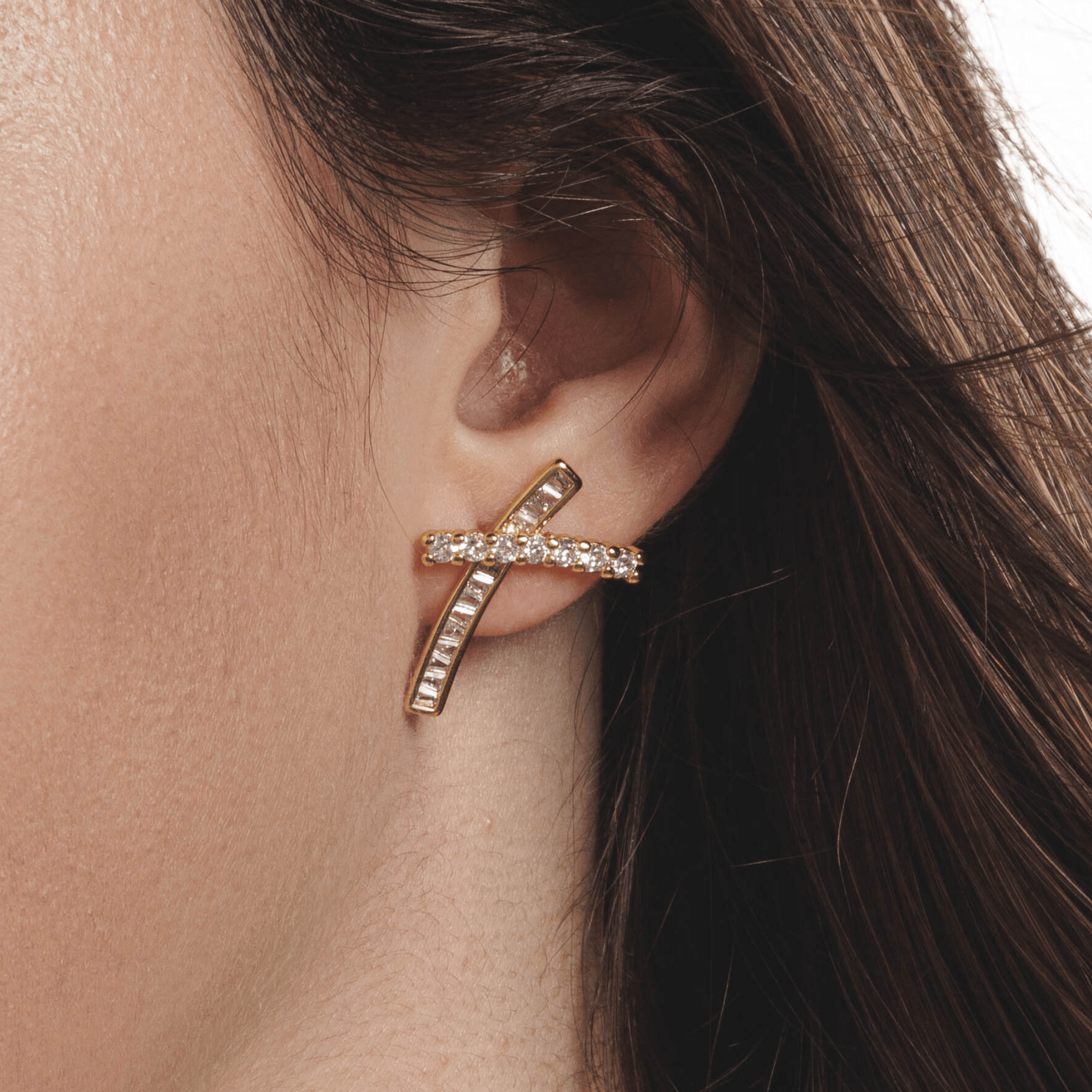Lara & Ela I Cross My Heart Gold Earrings - Lara & Ela