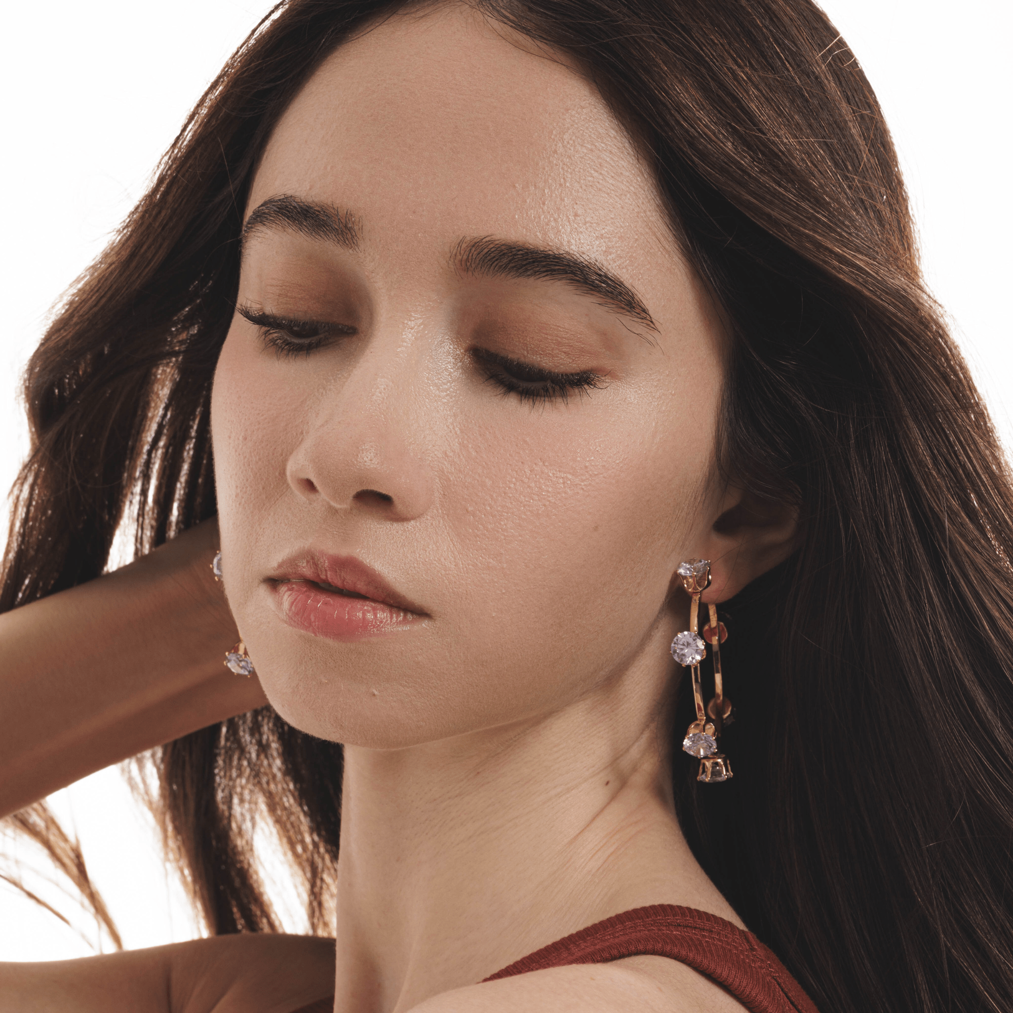 Lara & Ela | Ela Crystal Clear Gold Earrings - Lara & Ela