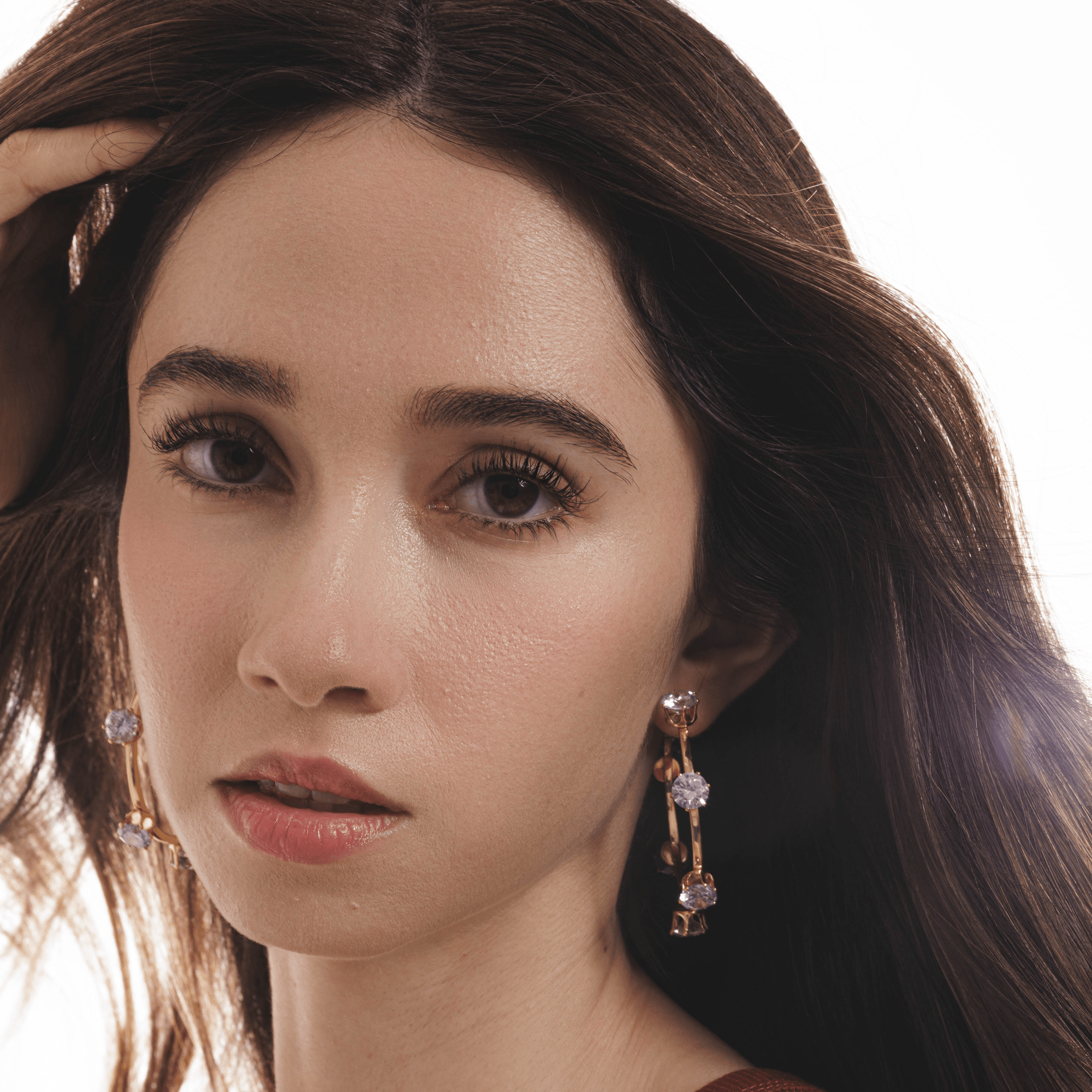 Lara & Ela | Ela Crystal Clear Gold Earrings - Lara & Ela