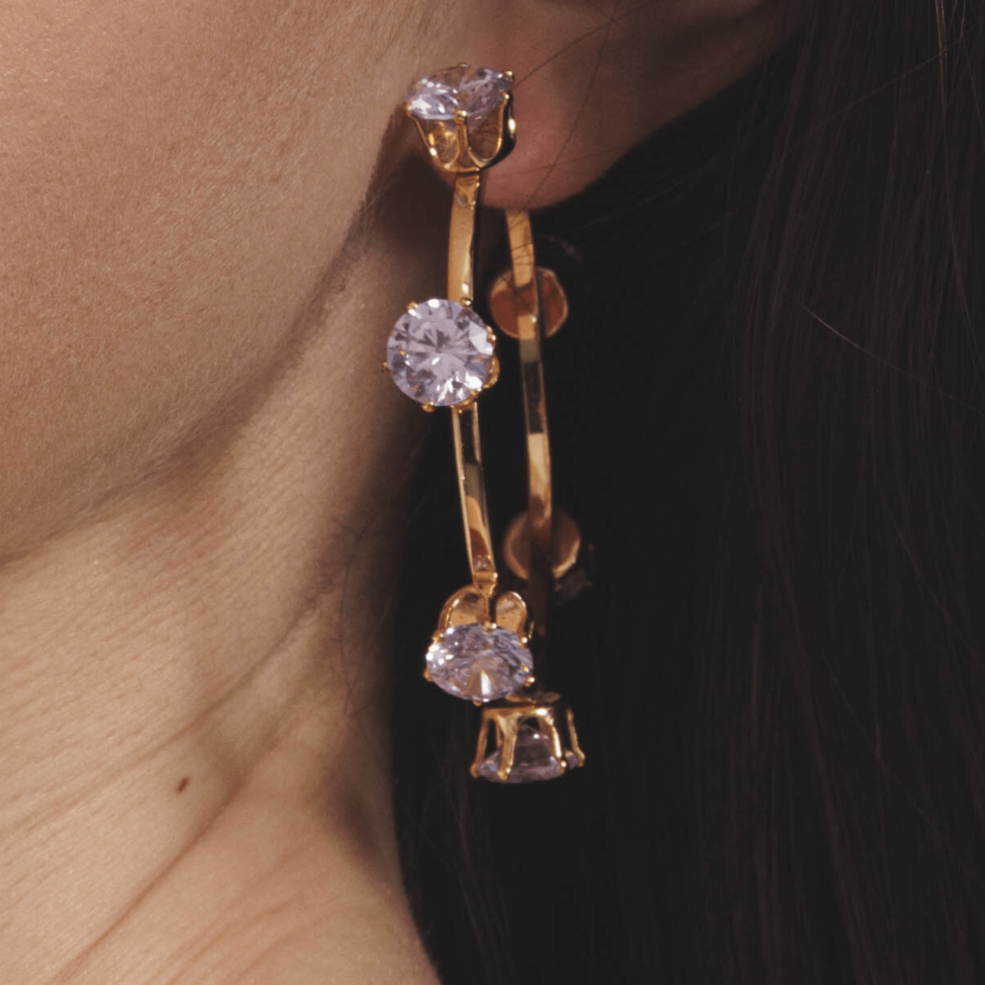 Lara & Ela | Ela Crystal Clear Gold Earrings - Lara & Ela