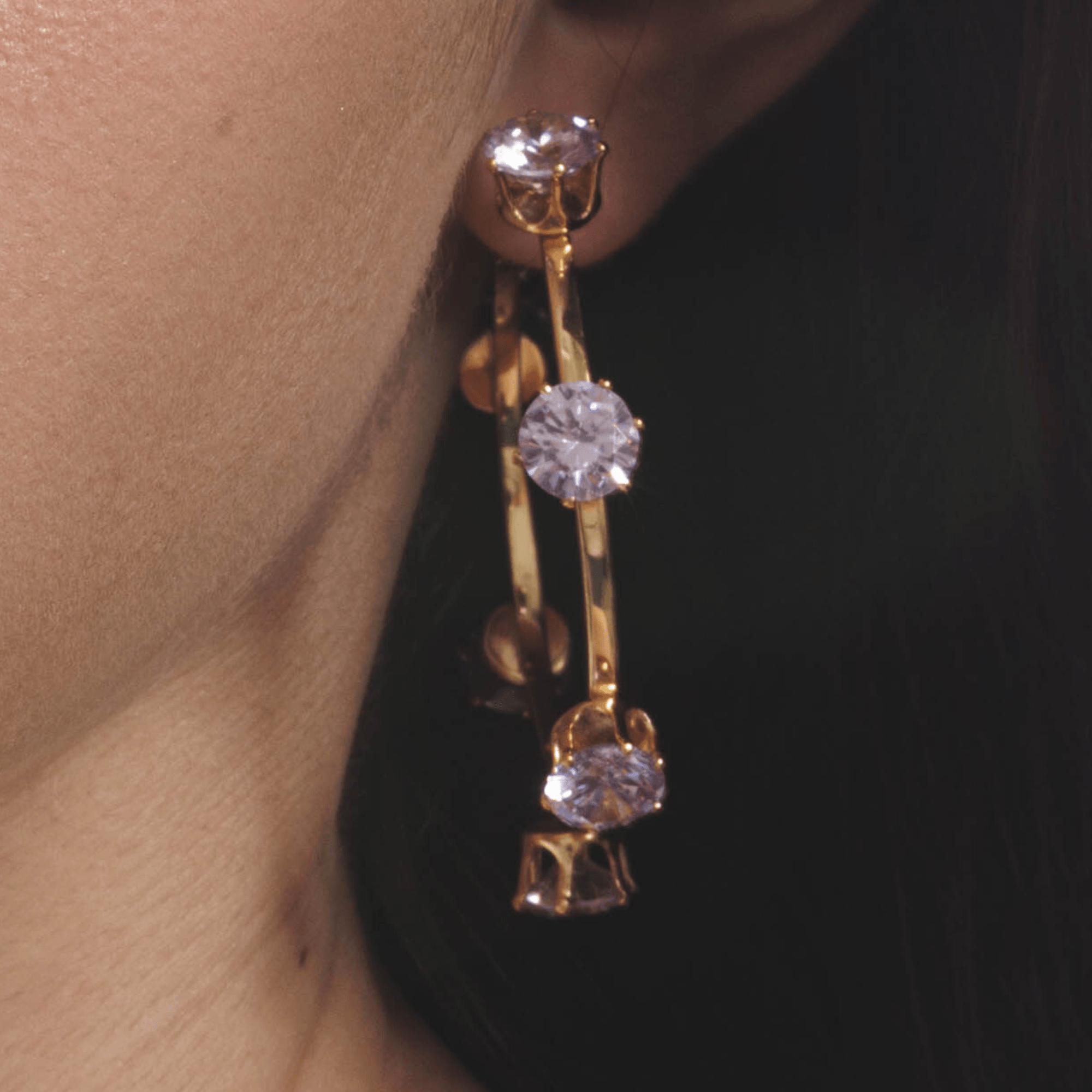 Lara & Ela | Ela Crystal Clear Gold Earrings - Lara & Ela