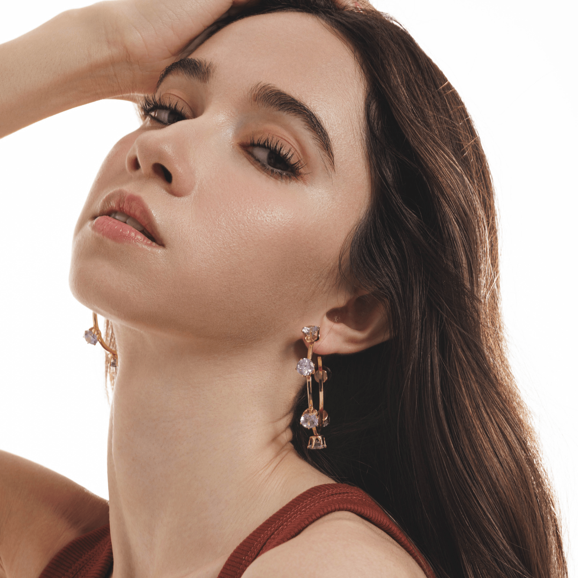 Lara & Ela | Ela Crystal Clear Gold Earrings - Lara & Ela