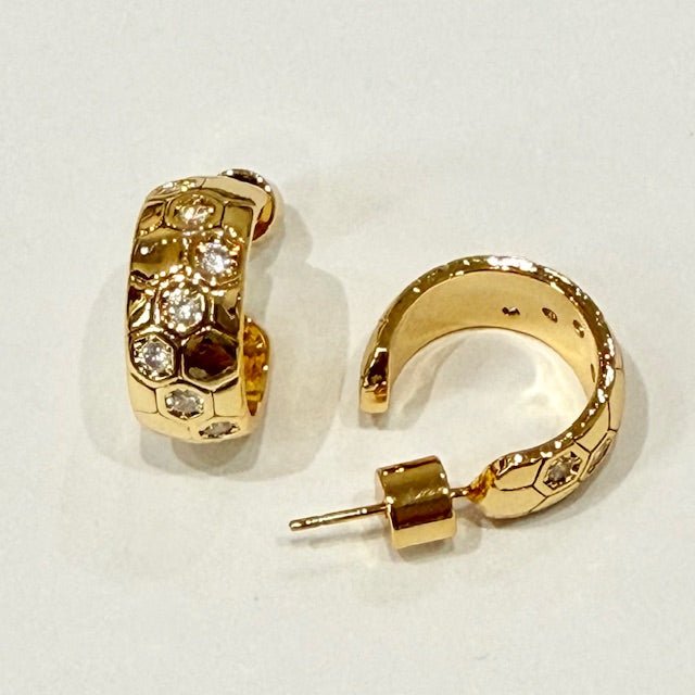 Lara & Ela | Crystal Ball Gold Earrings - Lara & Ela