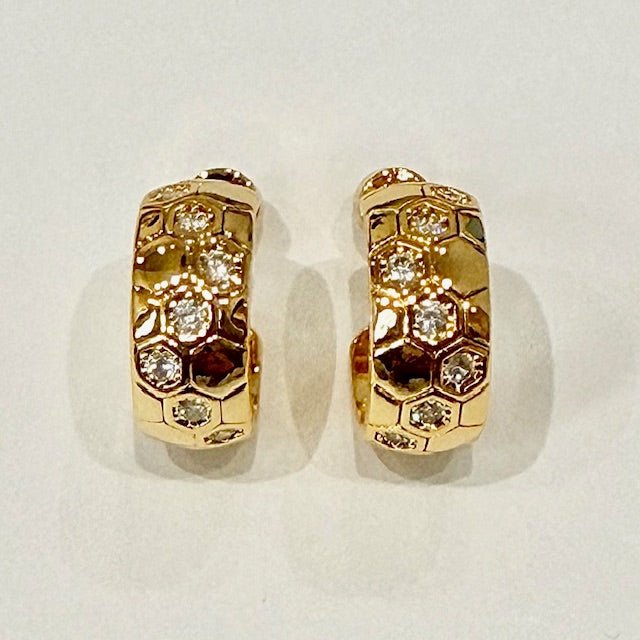 Lara & Ela | Crystal Ball Gold Earrings - Lara & Ela