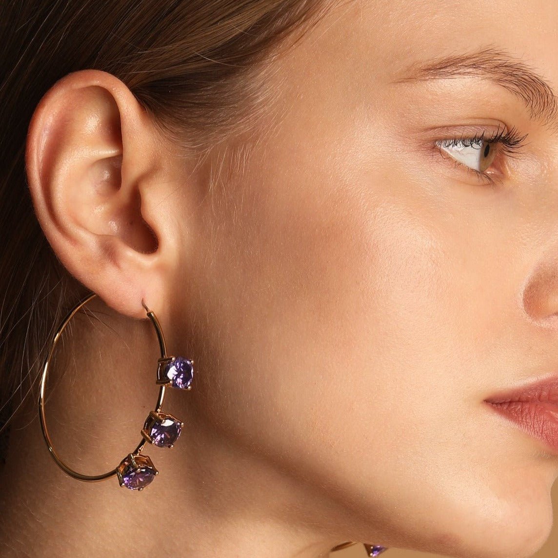 Lara & Ela | Lara Rebecca Purple Gold Earrings - Lara & Ela