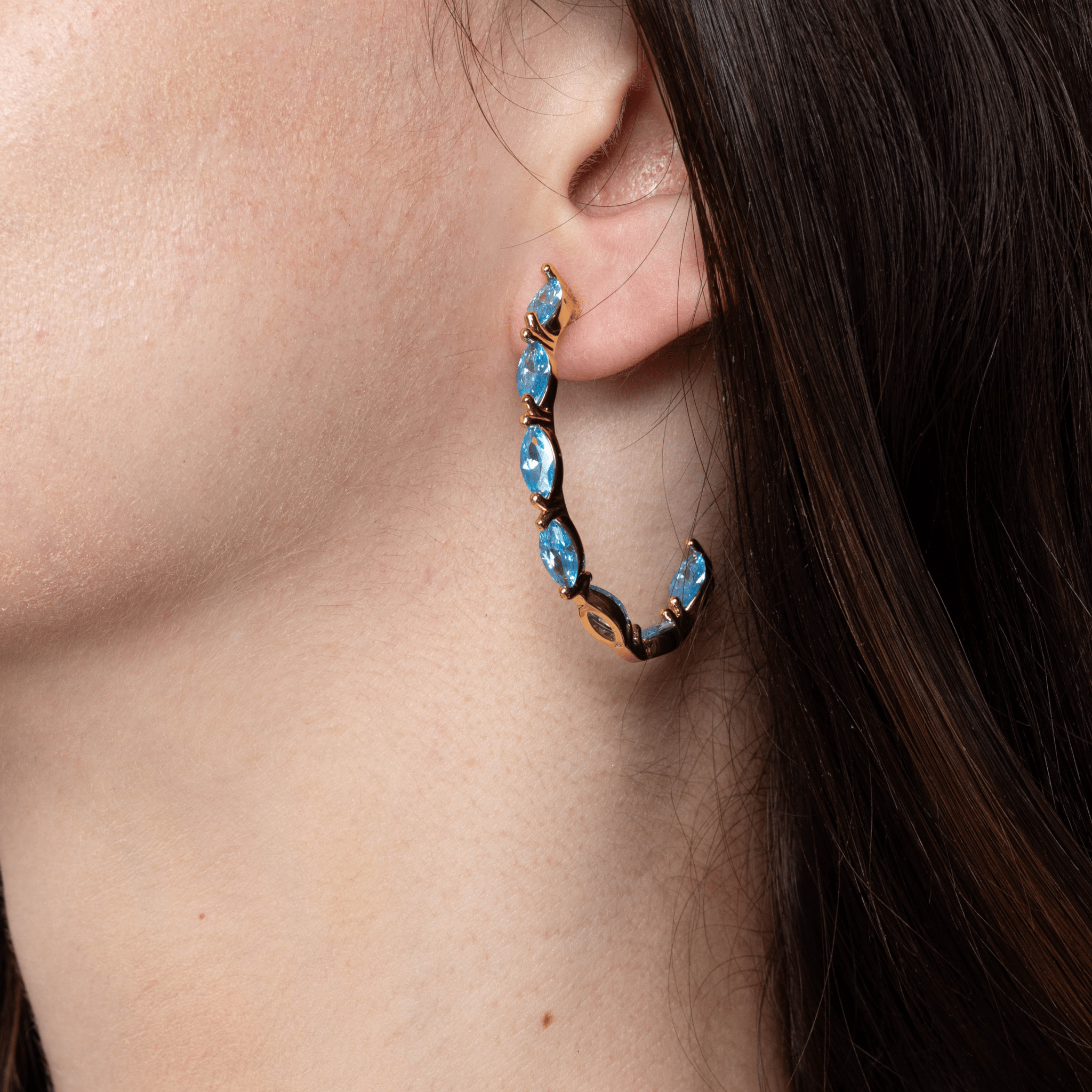 Lara & Ela | Mia Sky Blue Gold Earrings - Lara & Ela