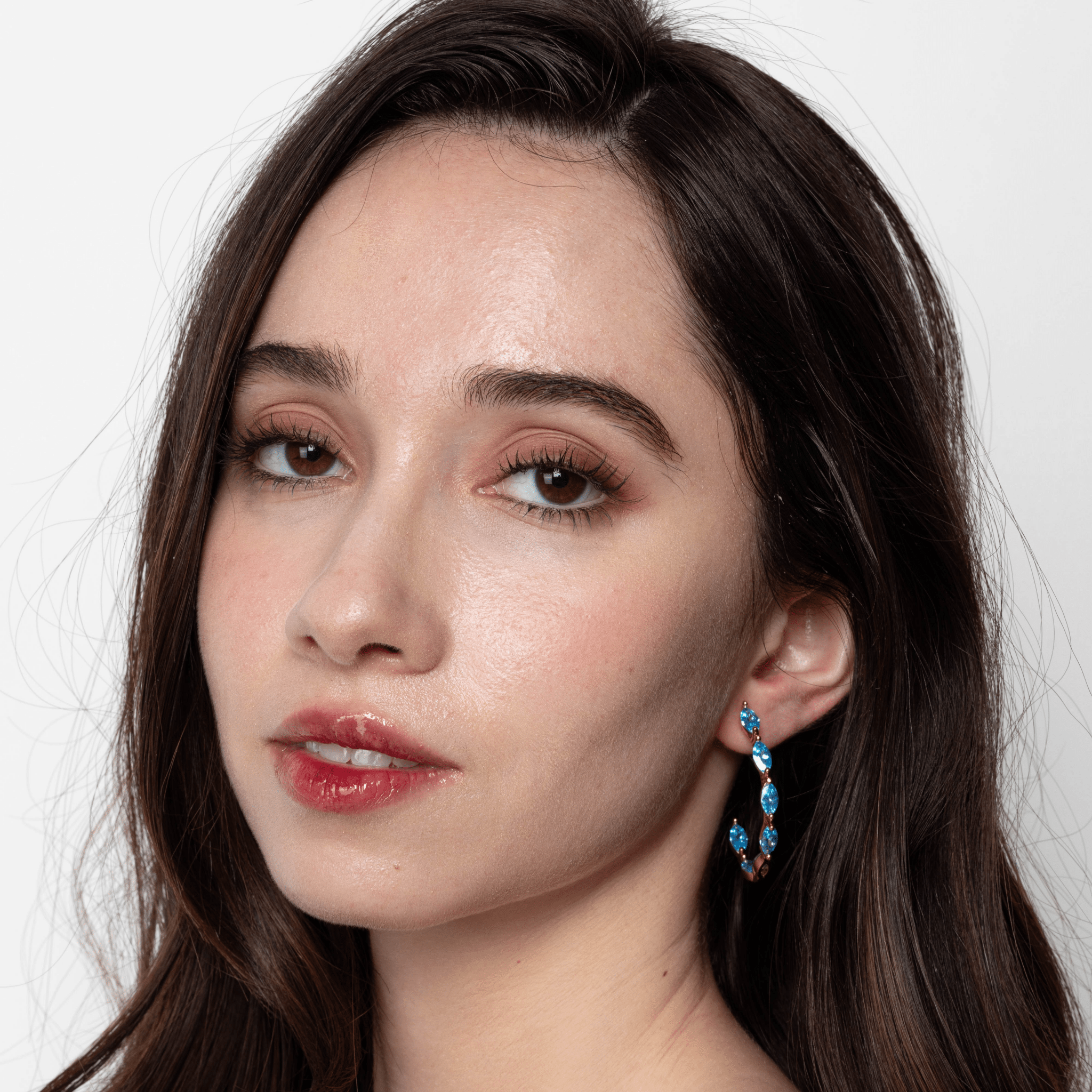 Lara & Ela | Mia Sky Blue Gold Earrings - Lara & Ela