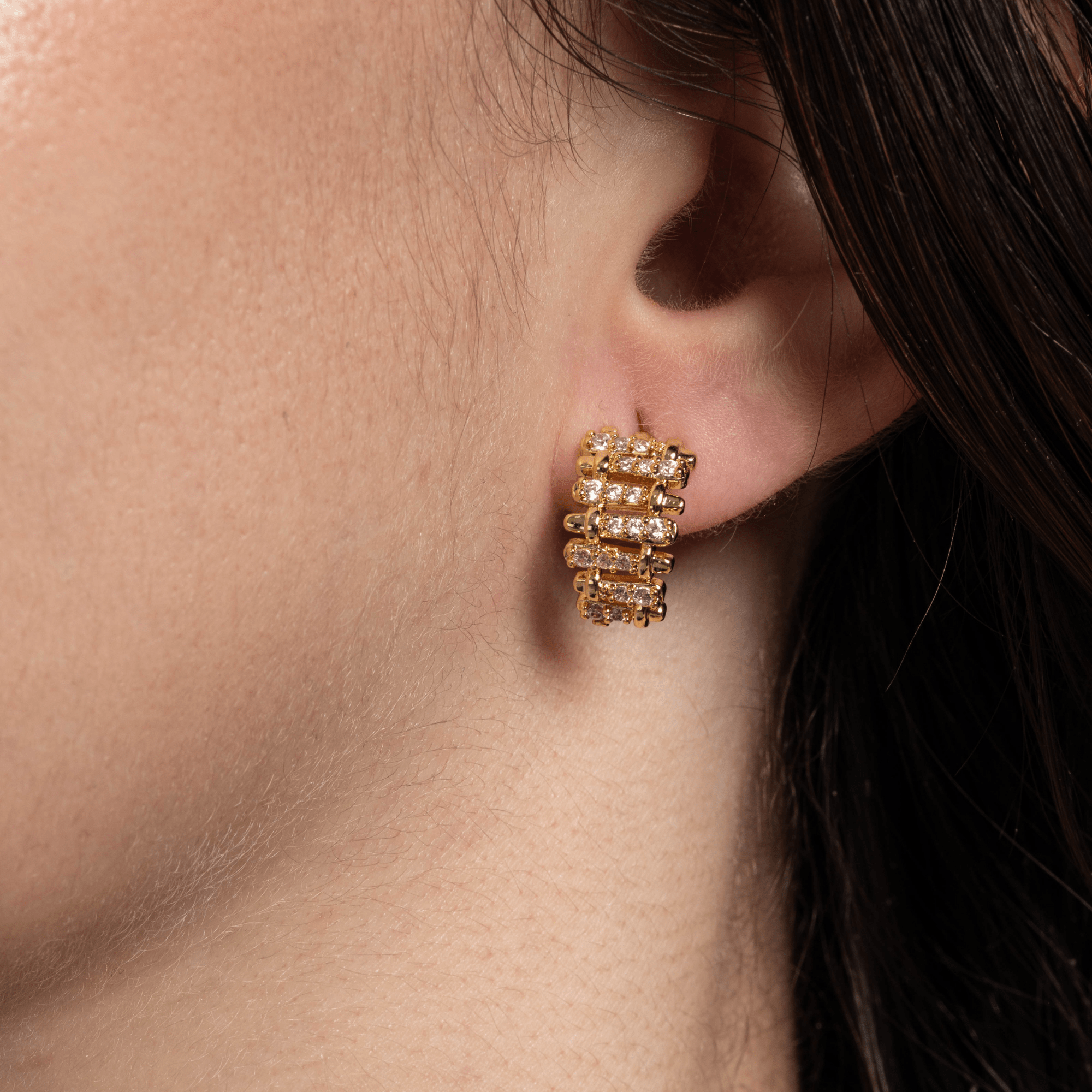 Lara & Ela | Snake And Ladder Gold Earrings - Lara & Ela