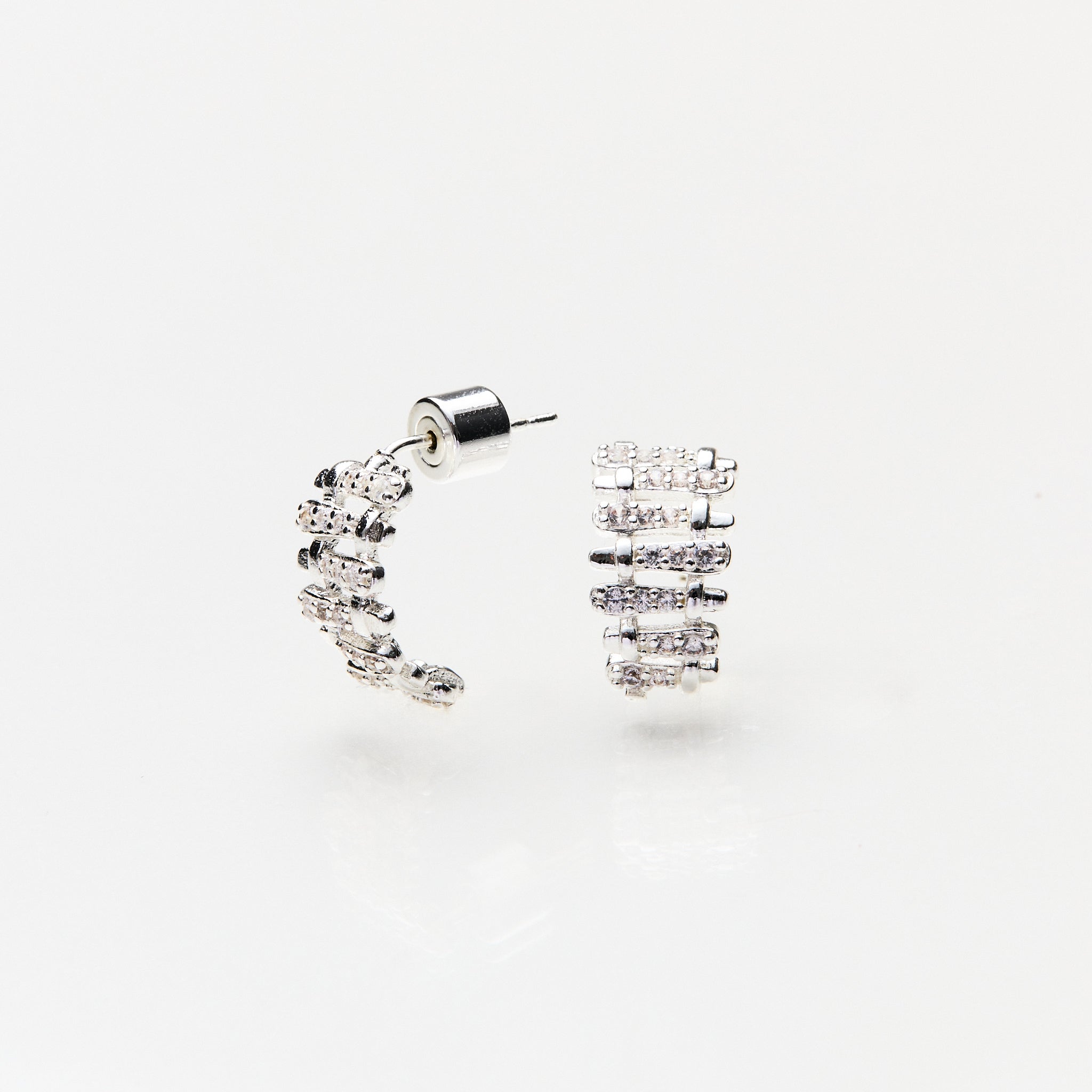Lara & Ela | Snake And Ladder Silver Earrings - Lara & Ela