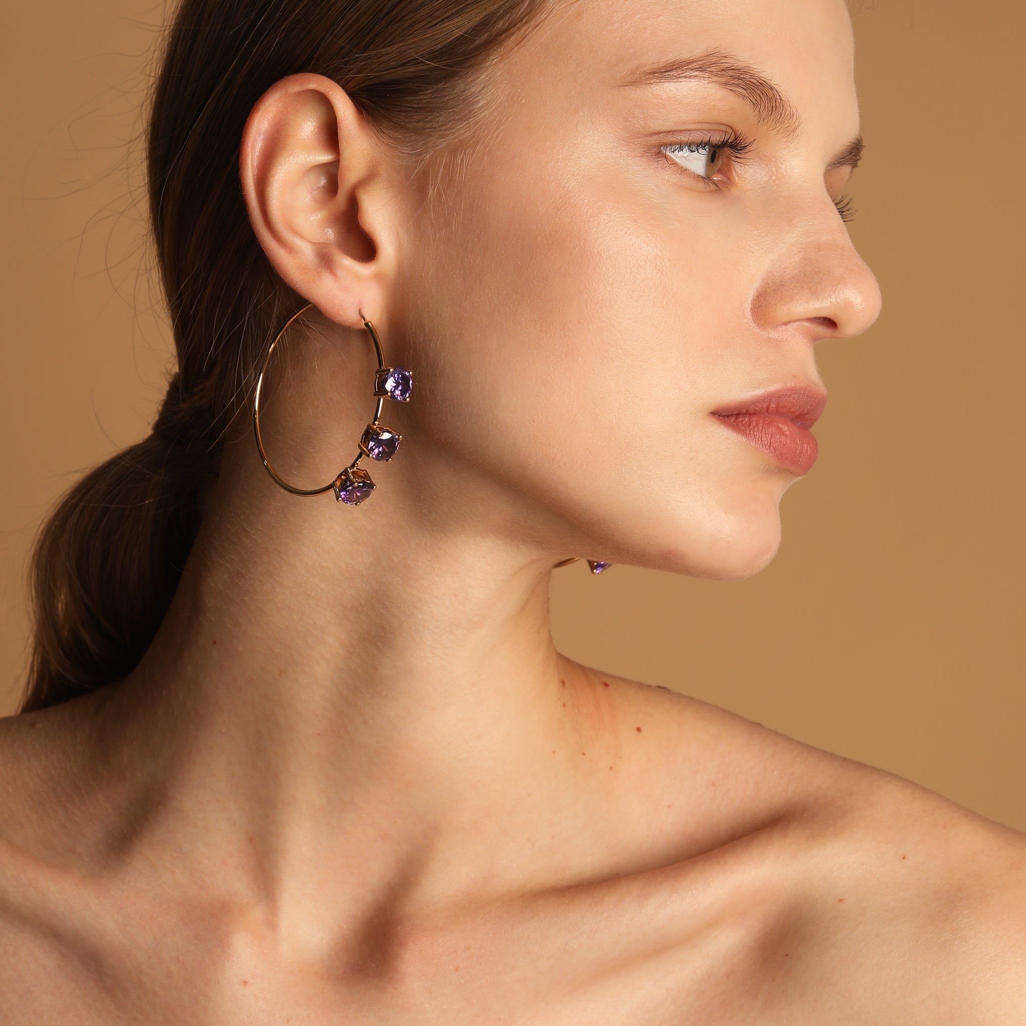 Lara & Ela | Lara Rebecca Purple Gold Earrings - Lara & Ela