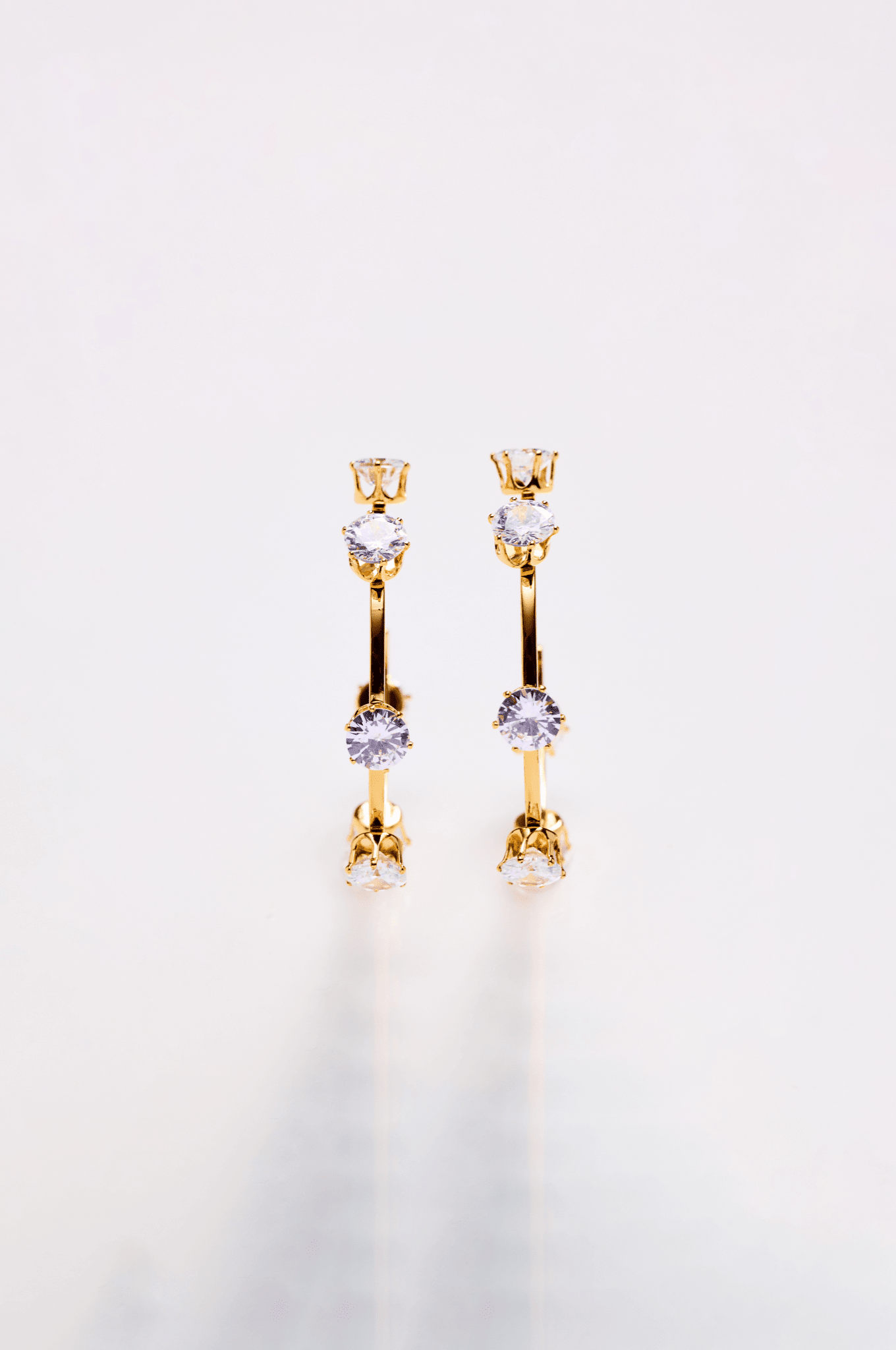 Lara & Ela | Ela Crystal Clear Gold Earrings - Lara & Ela