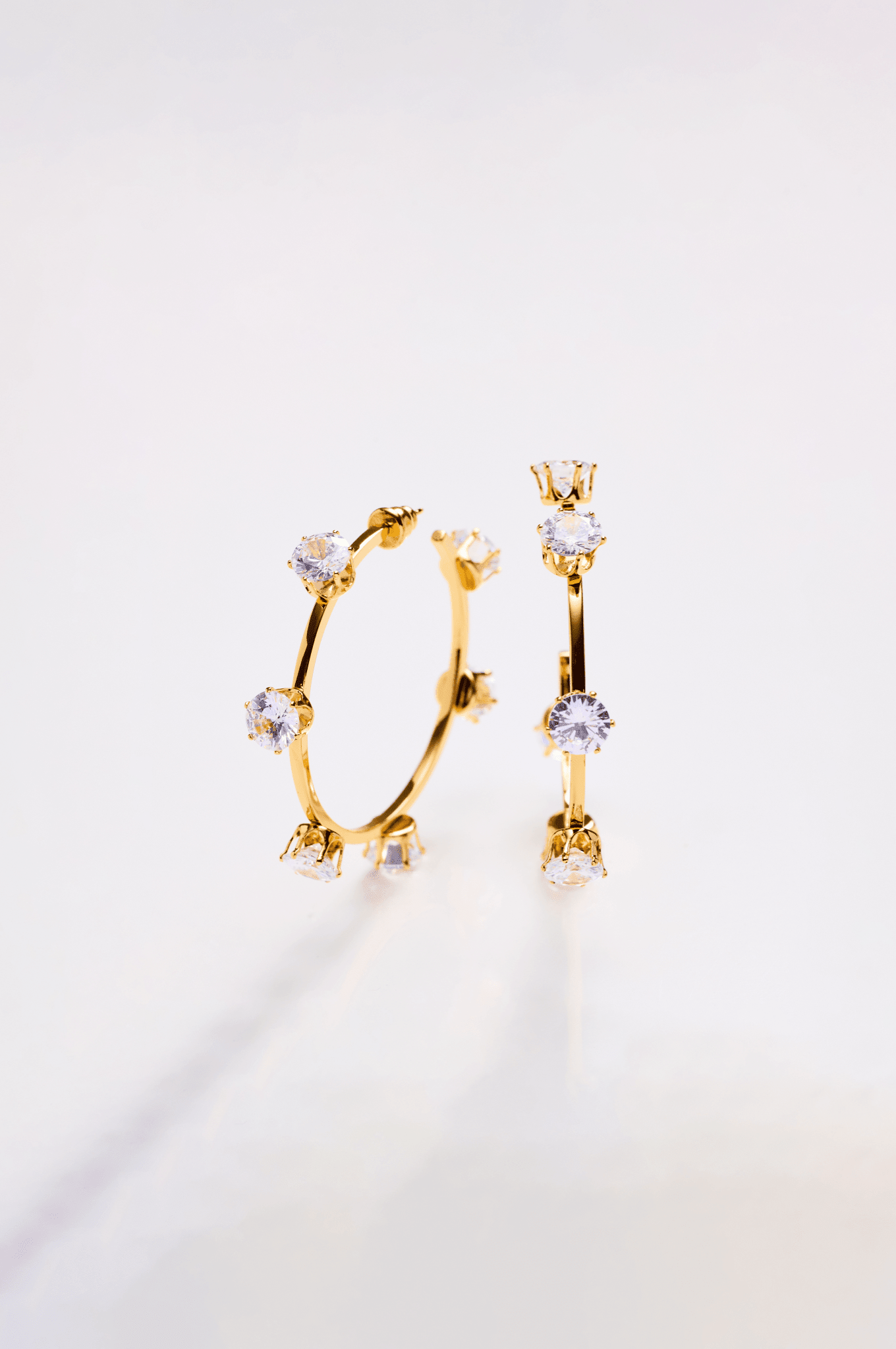 Lara & Ela | Ela Crystal Clear Gold Earrings - Lara & Ela