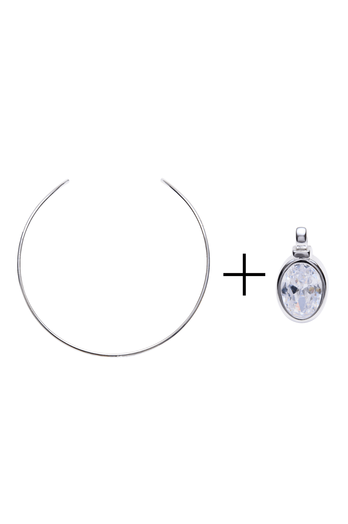 Lara & Ela | Goddess Choker Silver and Oval Pendant Silver