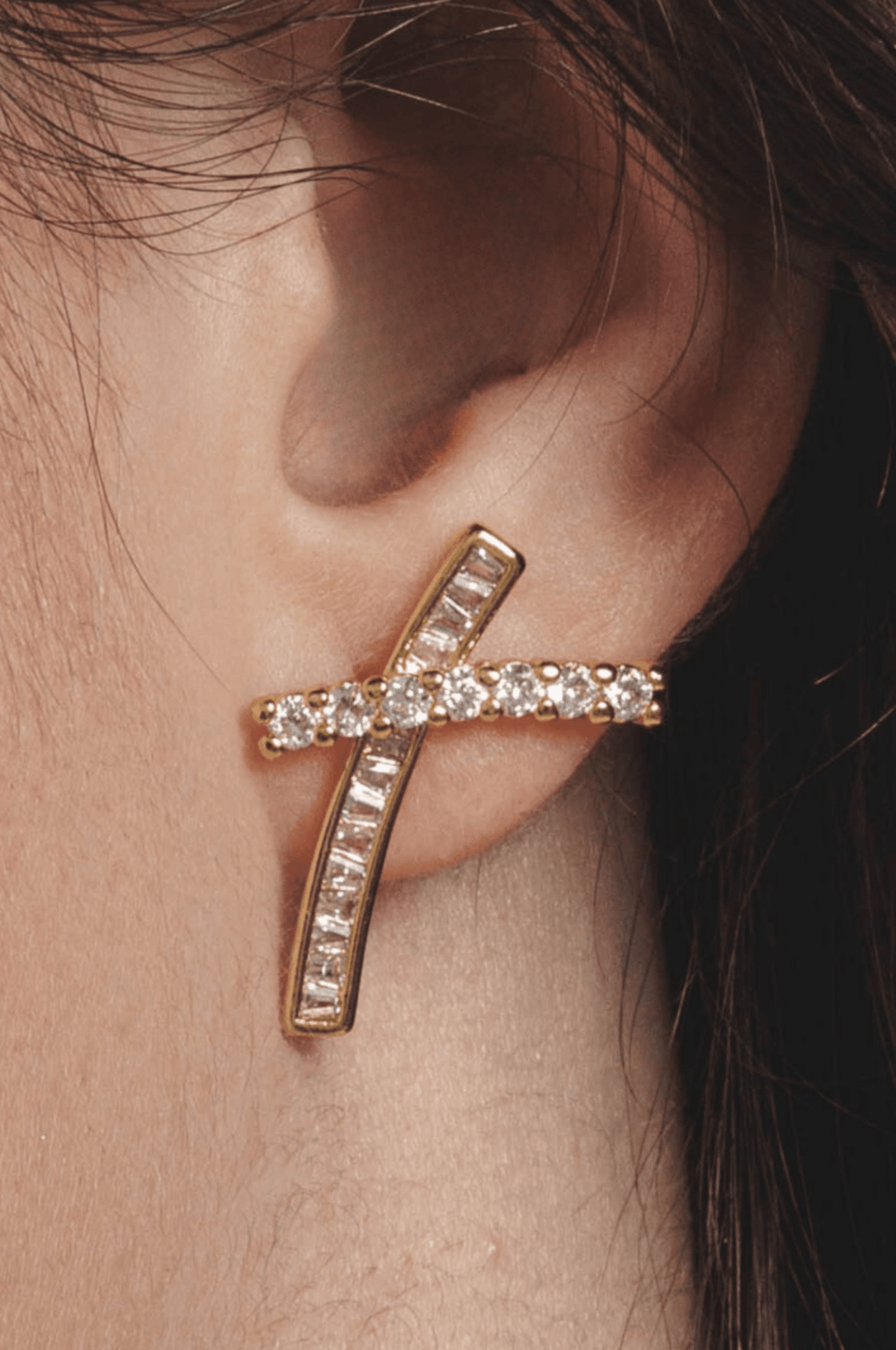 Lara & Ela I Cross My Heart Gold Earrings - Lara & Ela