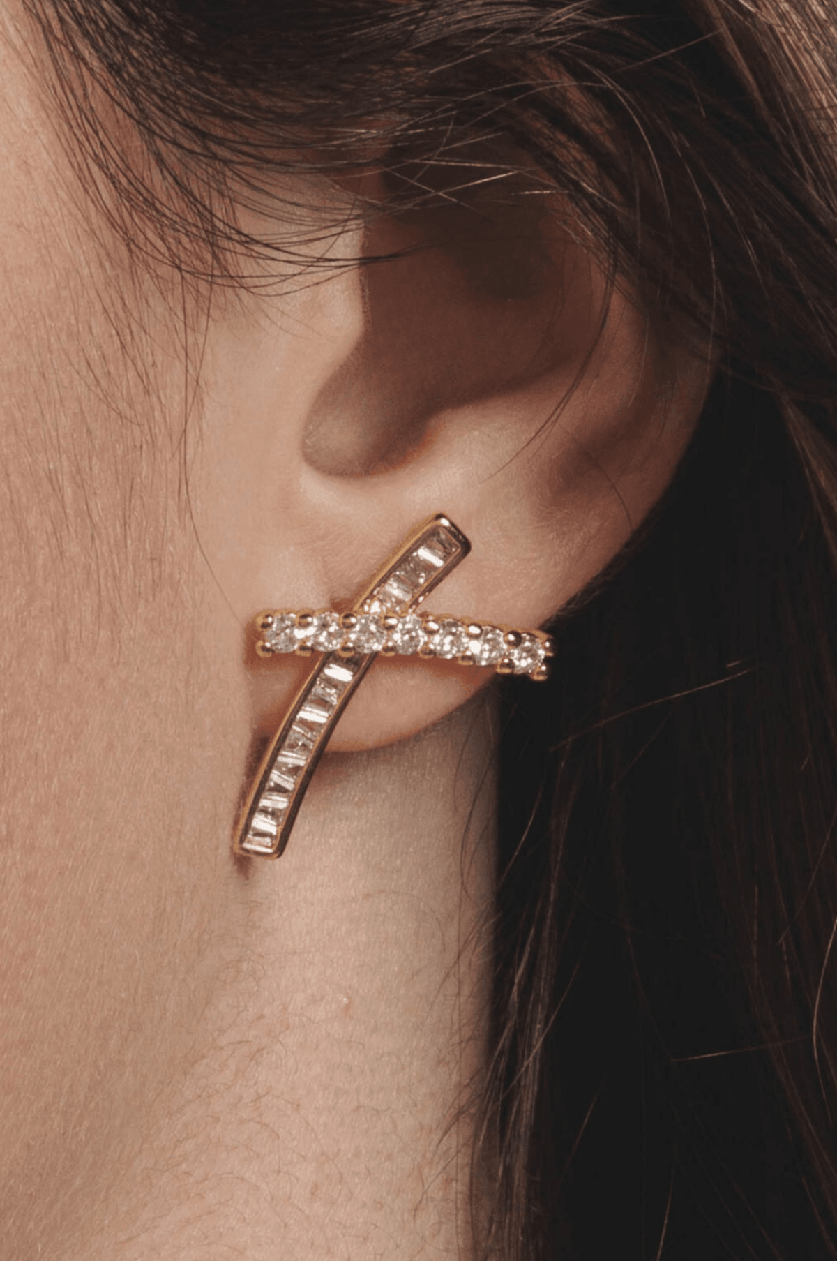 Lara & Ela I Cross My Heart Gold Earrings - Lara & Ela