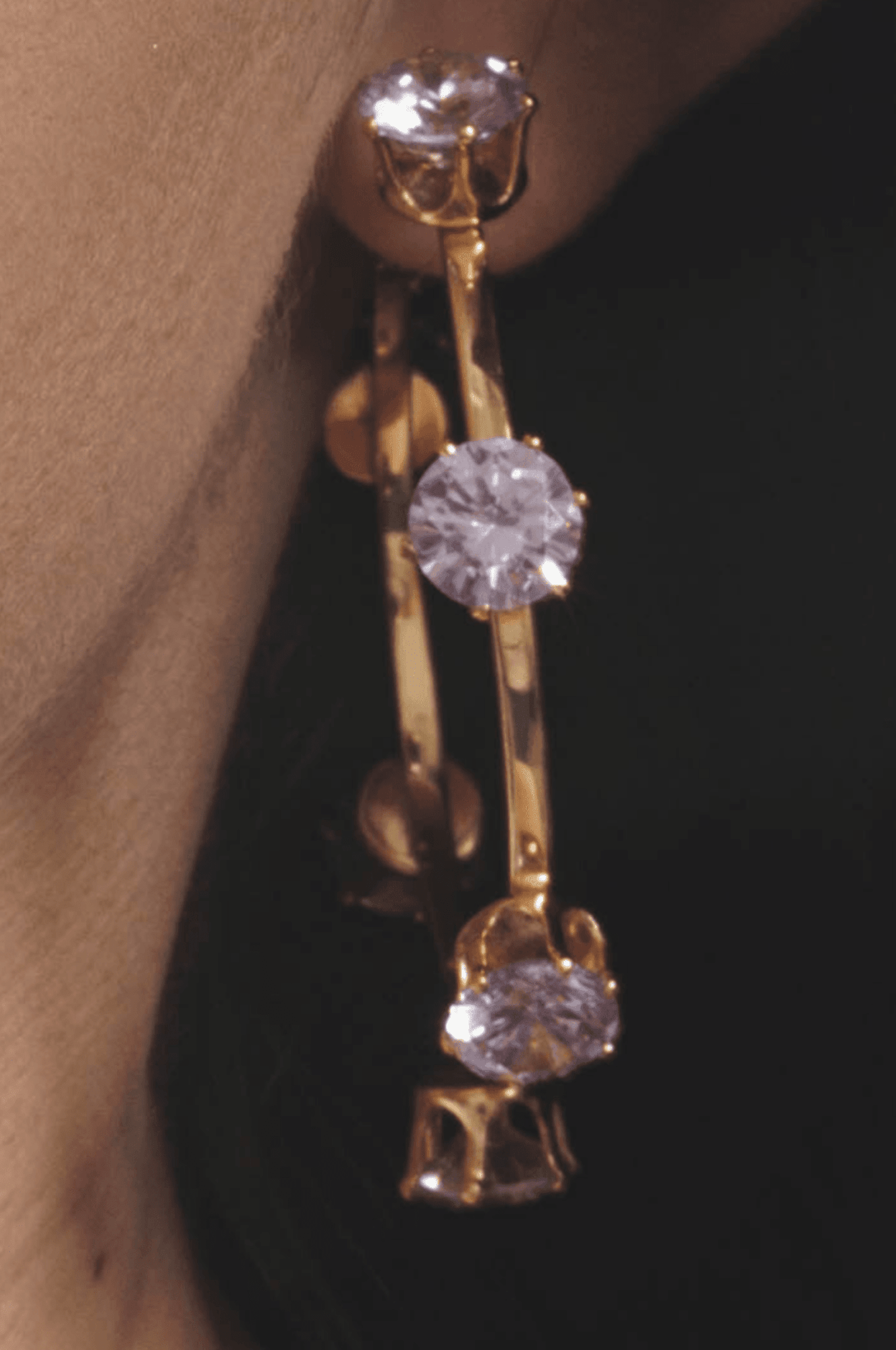 Lara & Ela | Ela Crystal Clear Gold Earrings - Lara & Ela