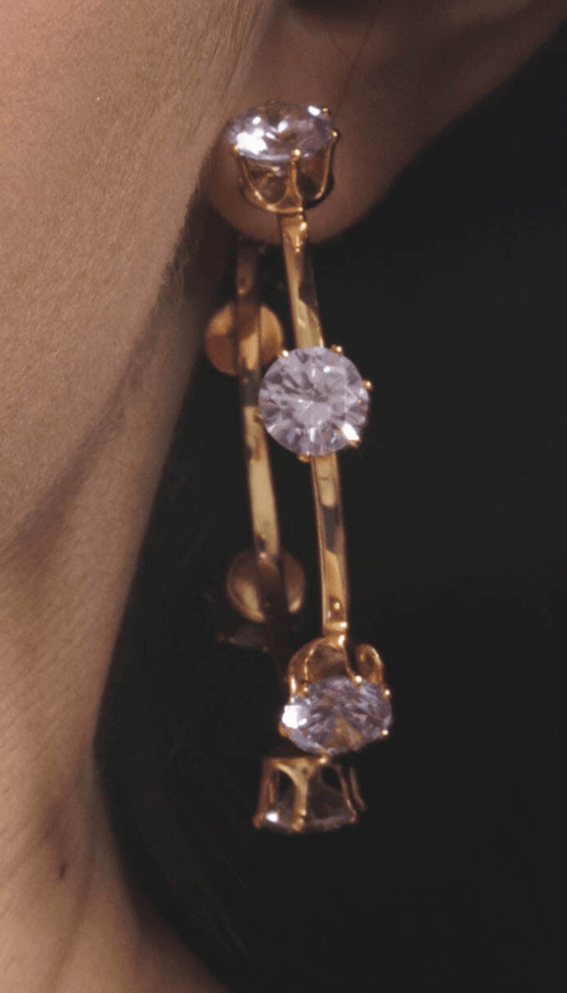 Lara & Ela | Ela Crystal Clear Gold Earrings - Lara & Ela