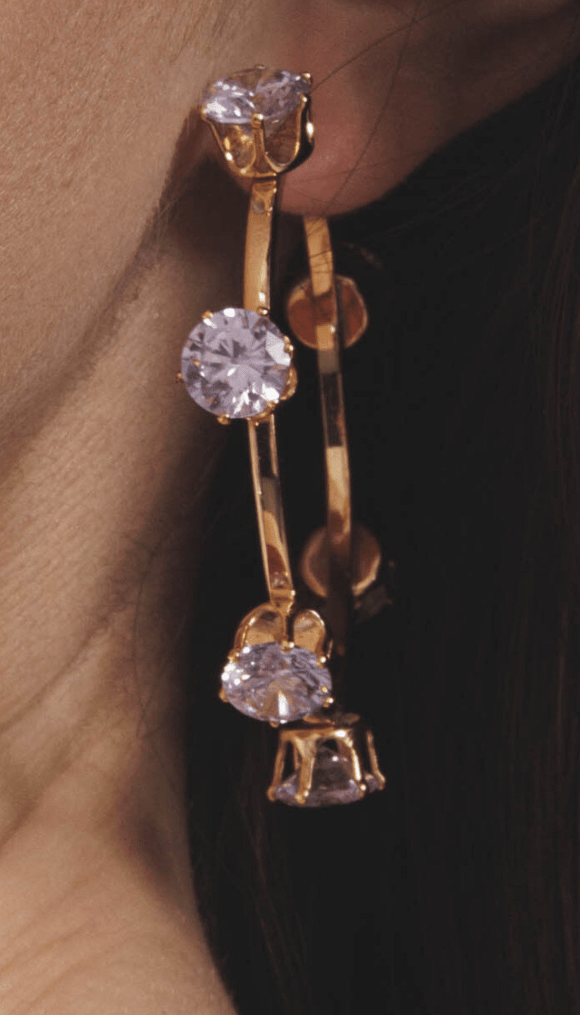 Lara & Ela | Ela Crystal Clear Gold Earrings - Lara & Ela