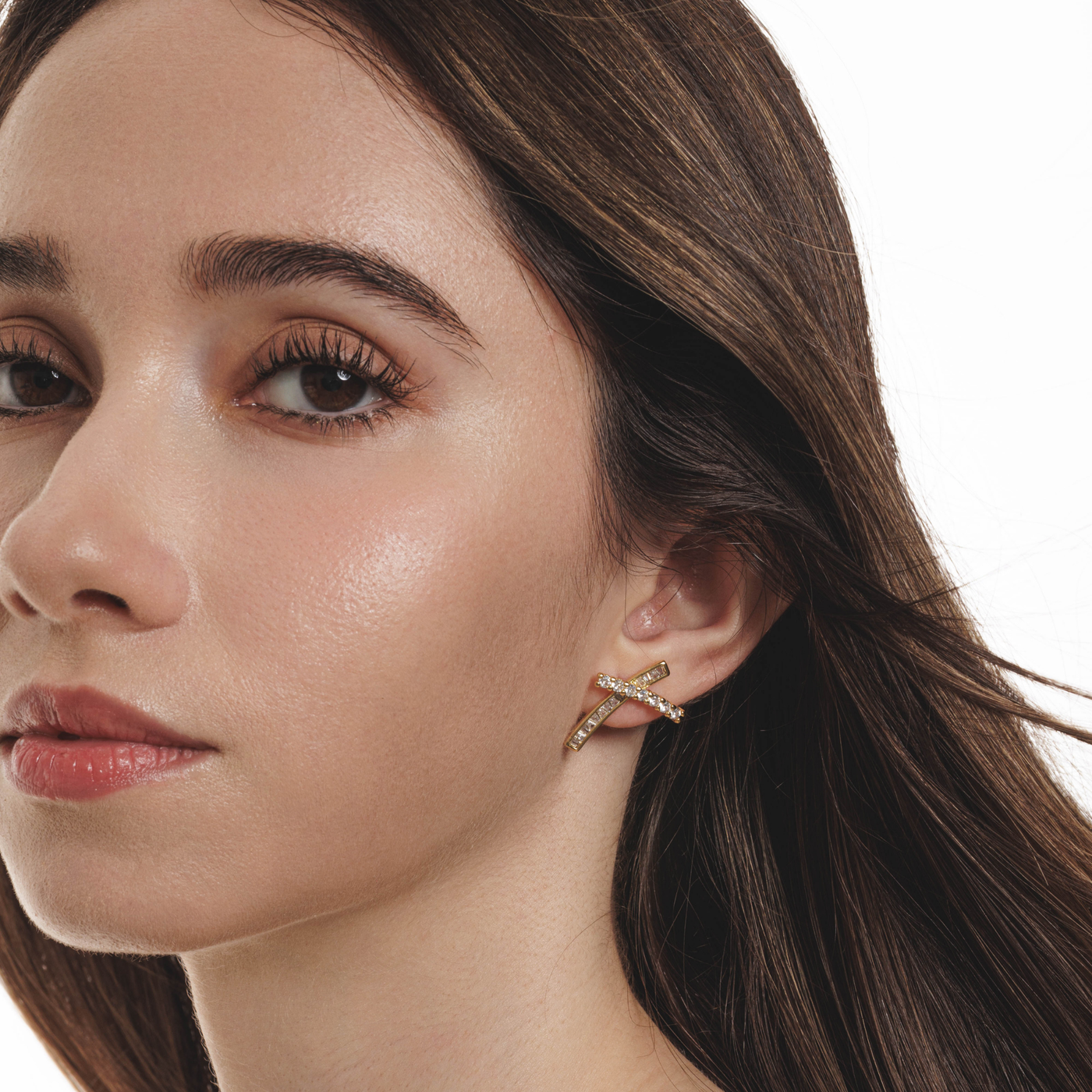 Lara & Ela I Cross My Heart Gold Earrings