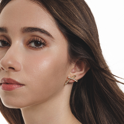 Lara & Ela I Cross My Heart Gold Earrings