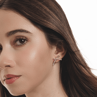 Lara & Ela I Cross My Heart Gold Earrings - Lara & Ela