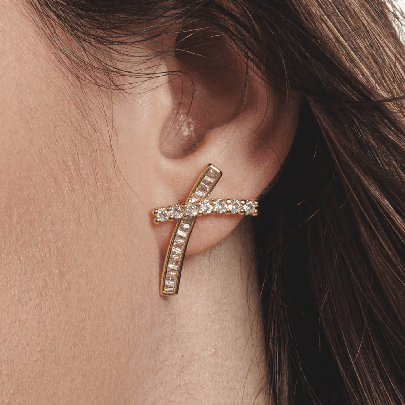 Lara & Ela I Cross My Heart Gold Earrings - Lara & Ela