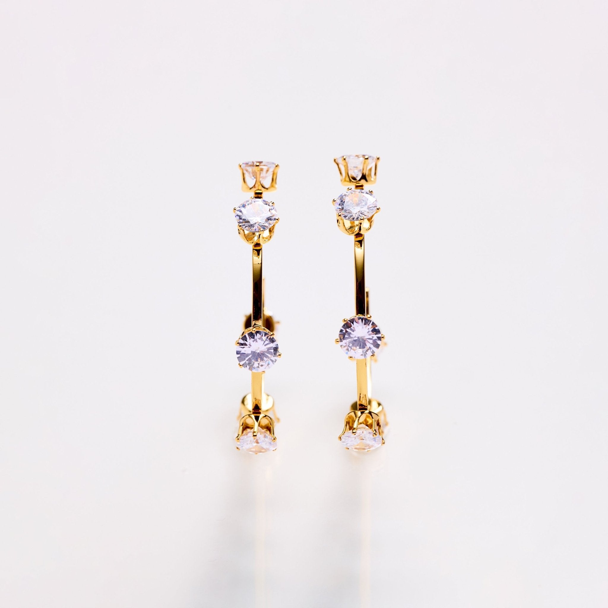 Lara & Ela | Ela Crystal Clear Gold Earrings - Lara & Ela