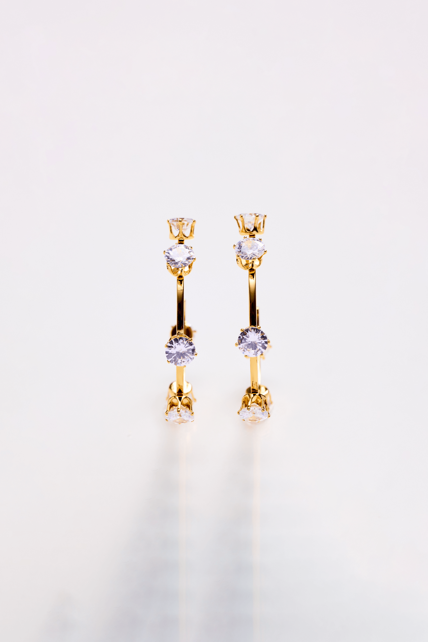 Lara & Ela | Ela Crystal Clear Gold Earrings - Lara & Ela