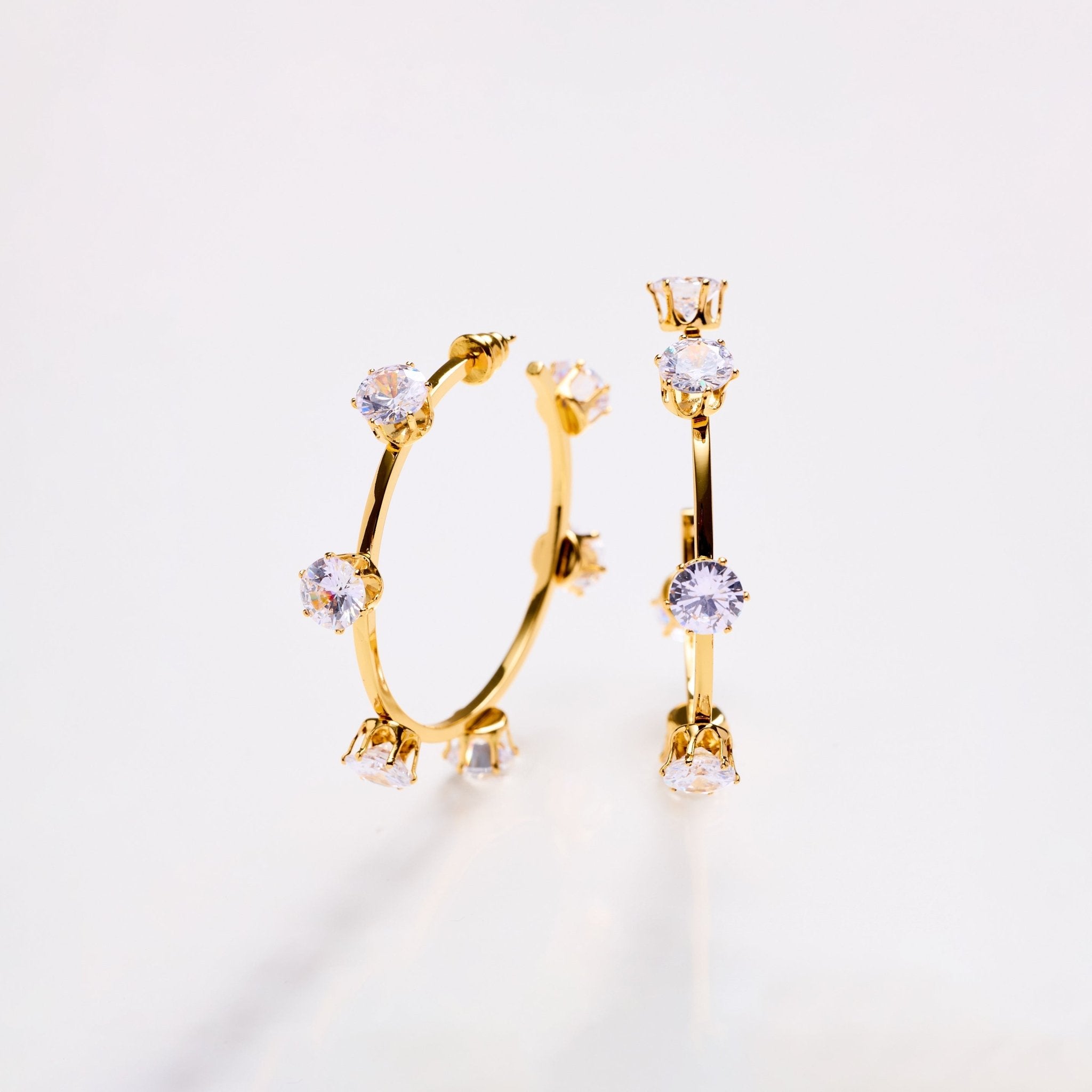 Lara & Ela | Ela Crystal Clear Gold Earrings - Lara & Ela