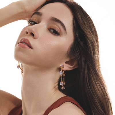 Lara & Ela | Ela Crystal Clear Gold Earrings