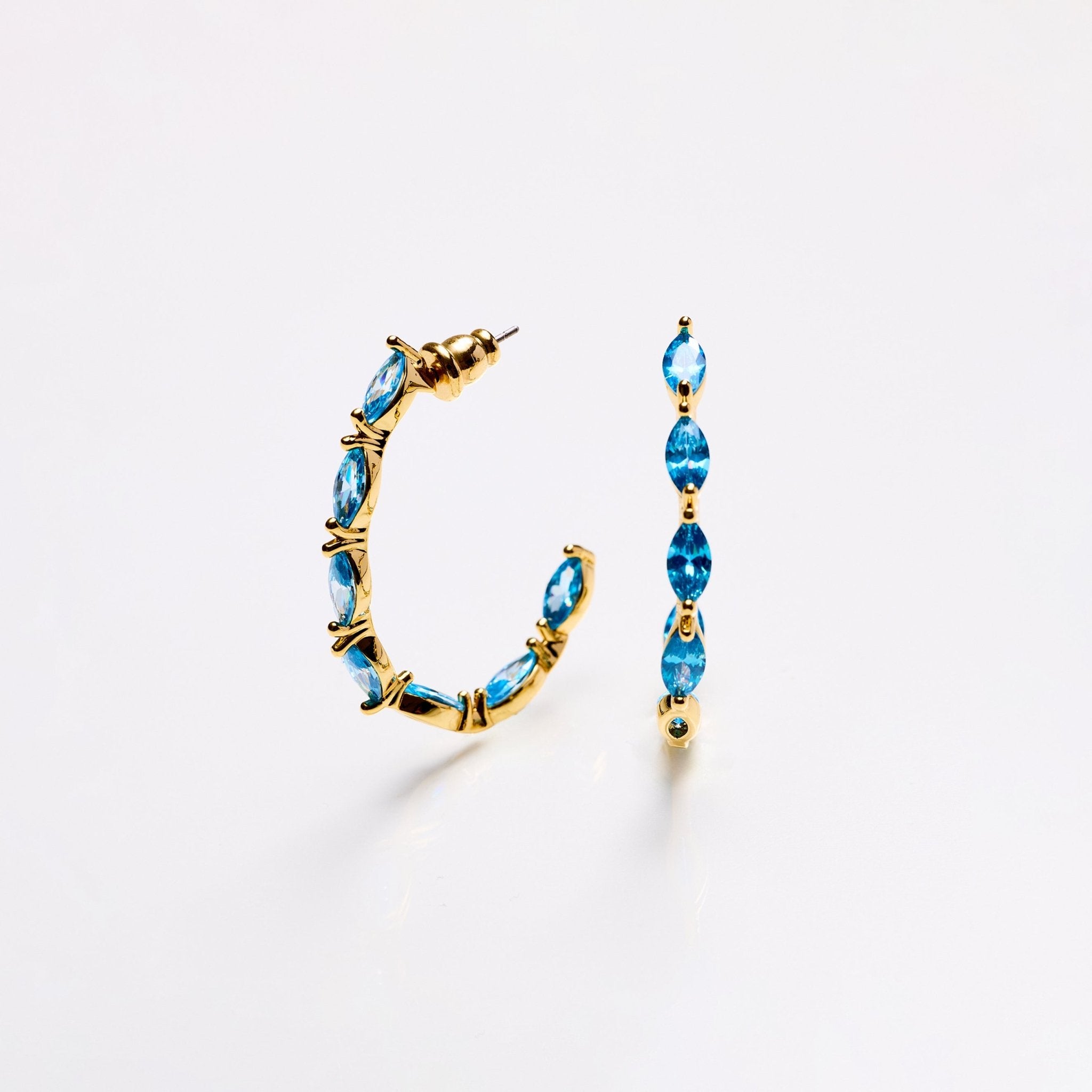 Lara & Ela | Mia Sky Blue Gold Earrings - Lara & Ela
