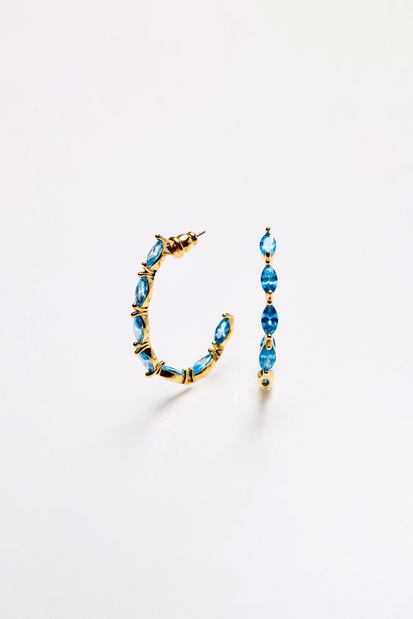 Lara & Ela | Mia Sky Blue Gold Earrings - Lara & Ela