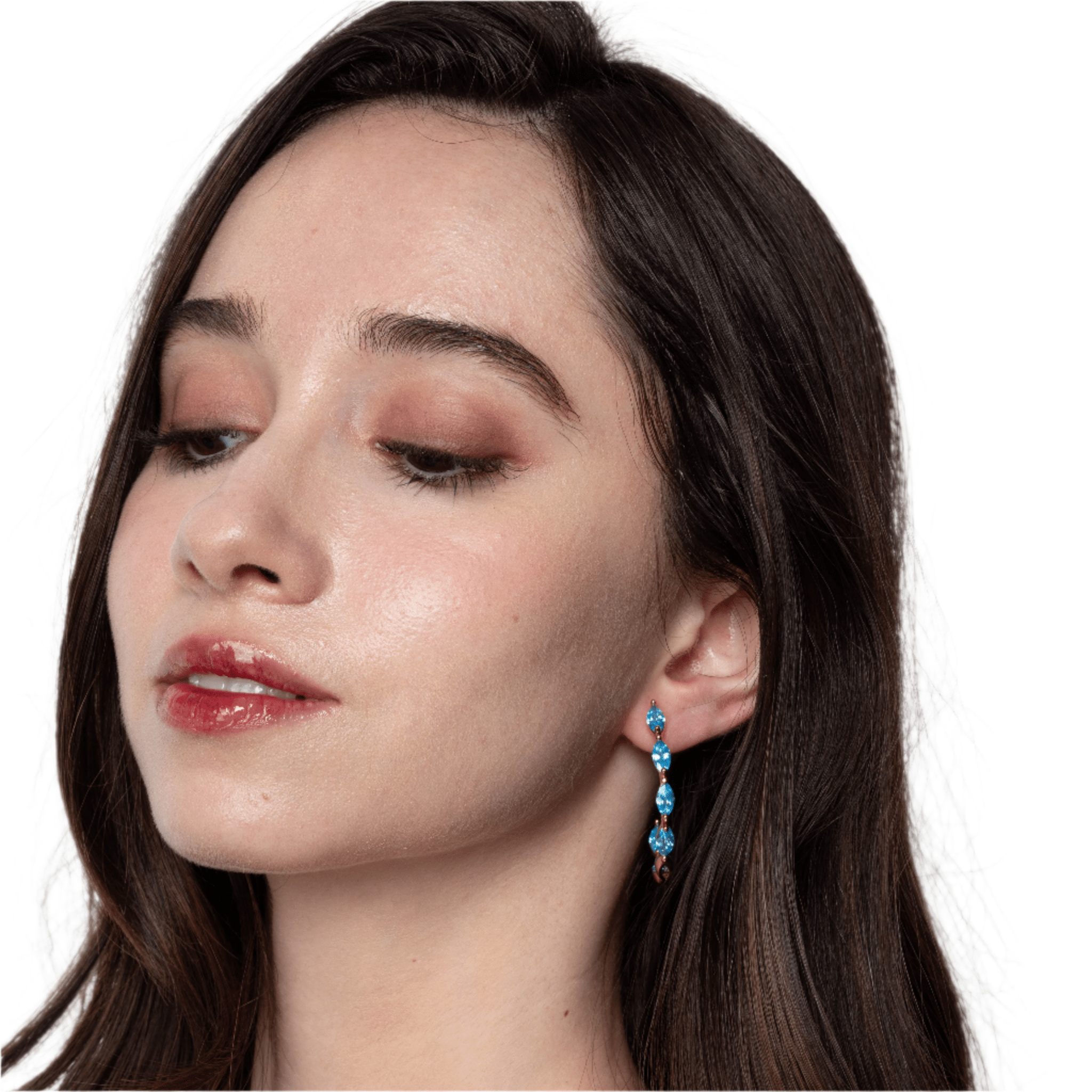 Lara & Ela | Mia Sky Blue Gold Earrings - Lara & Ela