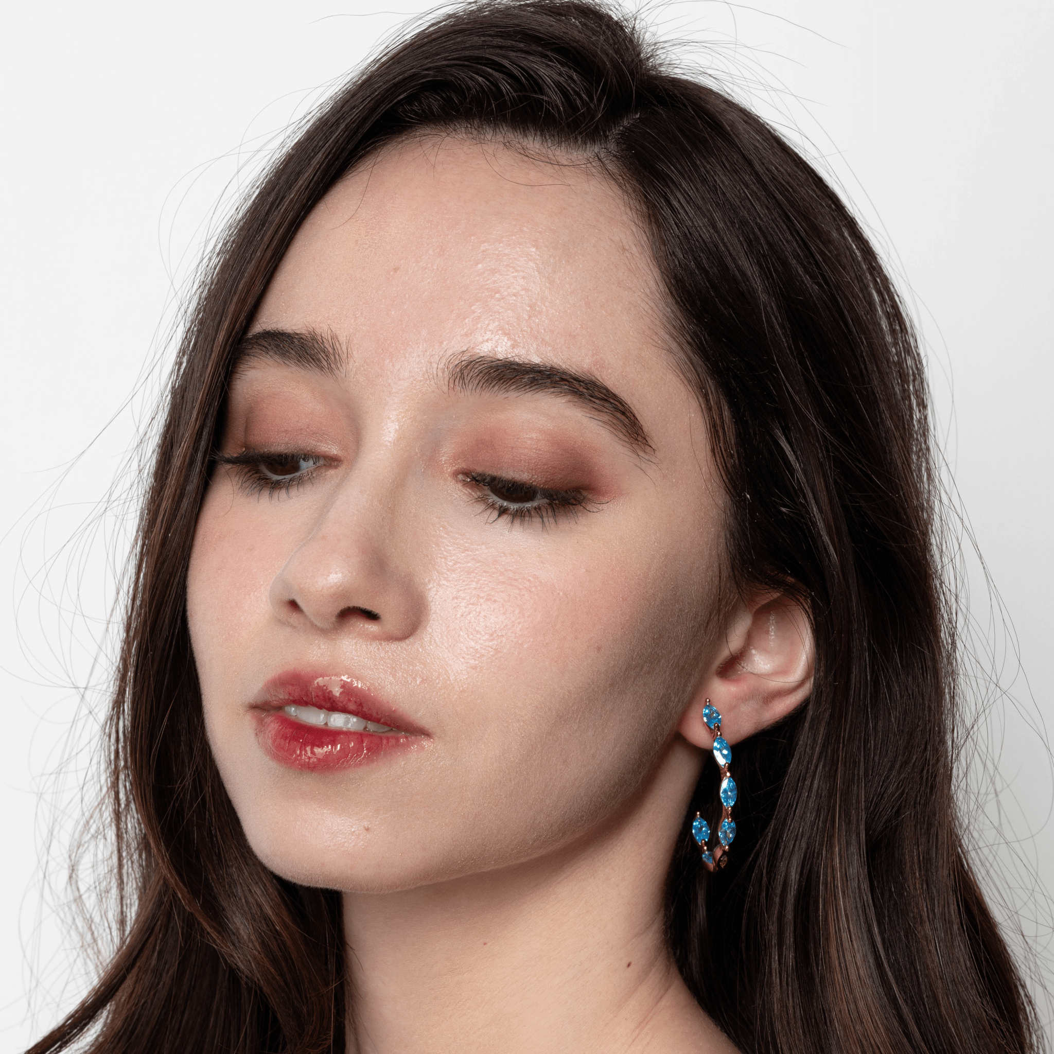 Lara & Ela | Mia Sky Blue Gold Earrings - Lara & Ela