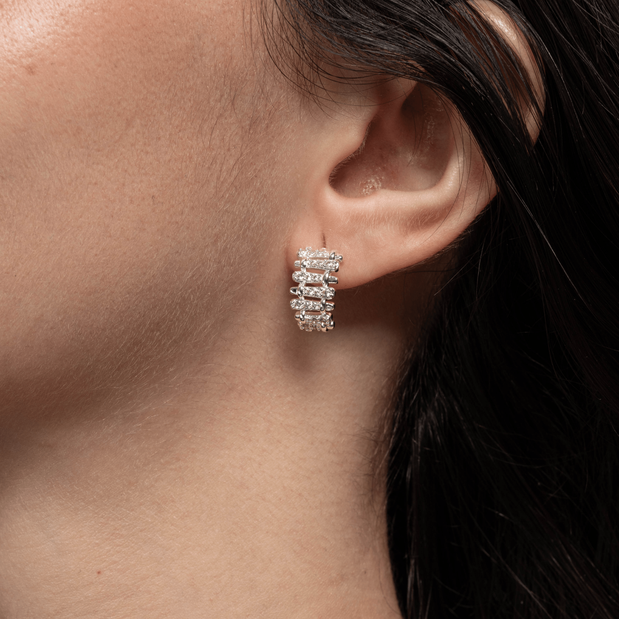 Lara & Ela | Snake And Ladder Silver Earrings - Lara & Ela