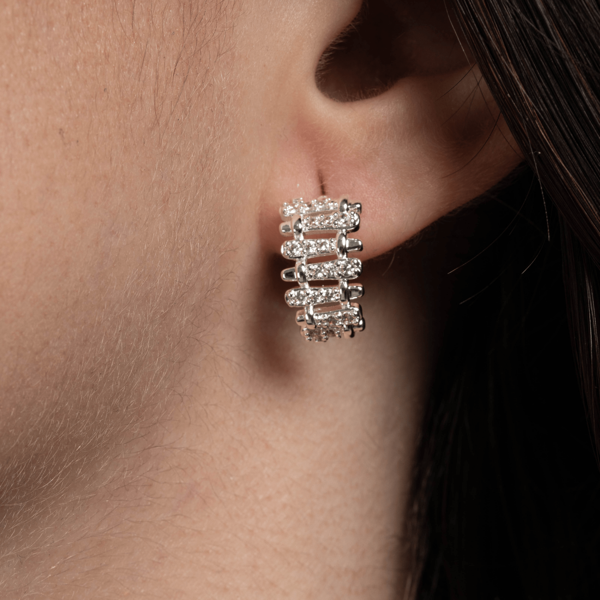 Lara & Ela | Snake And Ladder Silver Earrings - Lara & Ela