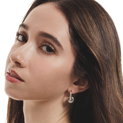 Lara & Ela I Sparkle Sphere Silver Earrings