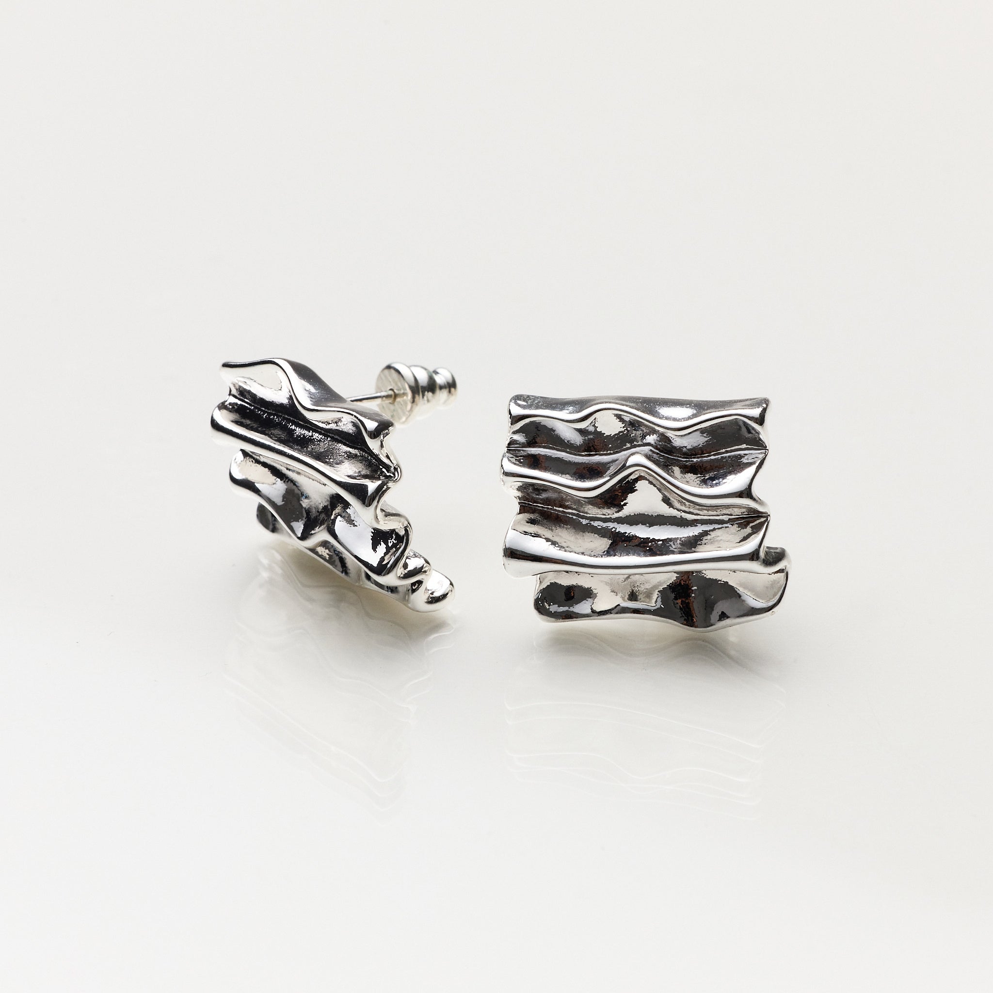 Lara & Ela | The Gilded Fold Silver Earrings - Lara & Ela